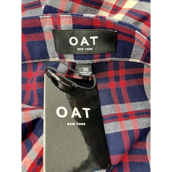 Oat NY Plaid Ankle Pants 30x26 Pockets Clueless Preppy Academia Red - Picture 5 of 11